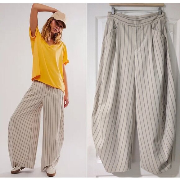 Free People Pants - NEW Free People | Tegan Striped Barrel Trousers